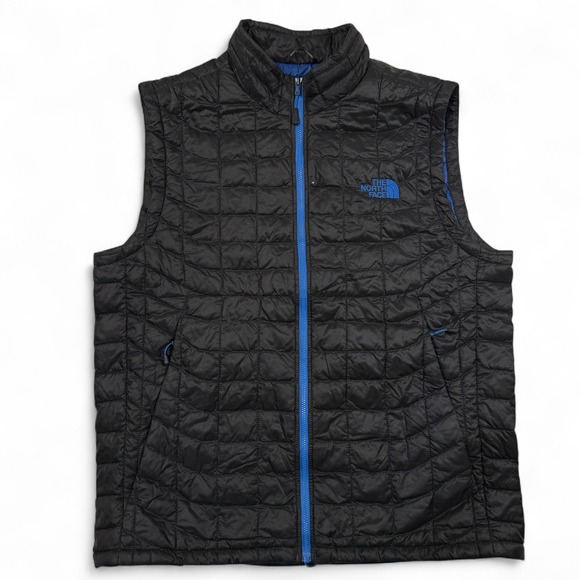 The North Face Thermoball Vest Mens Medium M Black Blue Puffer Sleeveless Light - Picture 1 of 13